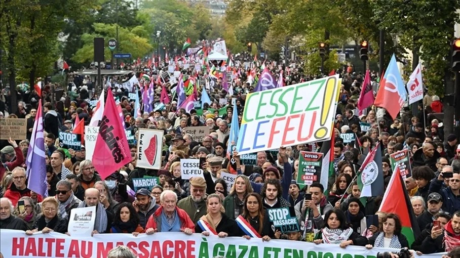 حشود ضخمة في فرنسا وألمانيا تضامنا مع فلسطين