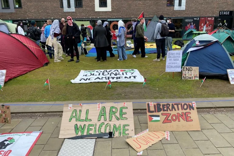 جامعات بريطانية تنضم إلى الحراك الطلابي الداعم لفلسطين والاتحاد العالمي لعلماء المسلمين يؤيد الحراك الطلابي 