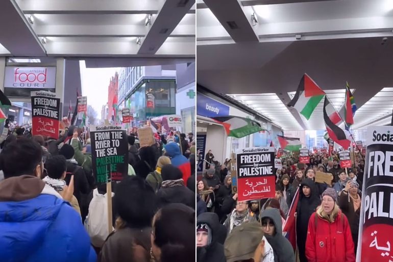 مظاهرات حاشدة في عدة مدن أوروبية تنديدًا بالعدوان الإسرائيلي ودعمًا للفلسطينيين ودعوة لوقف الحرب